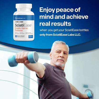 SciatiEase Sciatic Nerve Health Support Supplement - Nerve Support Formula with AlphaPalm, Pea, Vitamin B Complex, Alpha Lipoic Acid 300mg - 120 Capsules