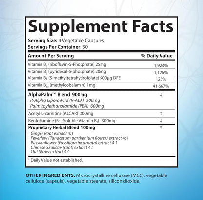 SciatiEase Sciatic Nerve Health Support Supplement - Nerve Support Formula with AlphaPalm, Pea, Vitamin B Complex, Alpha Lipoic Acid 300mg - 120 Capsules